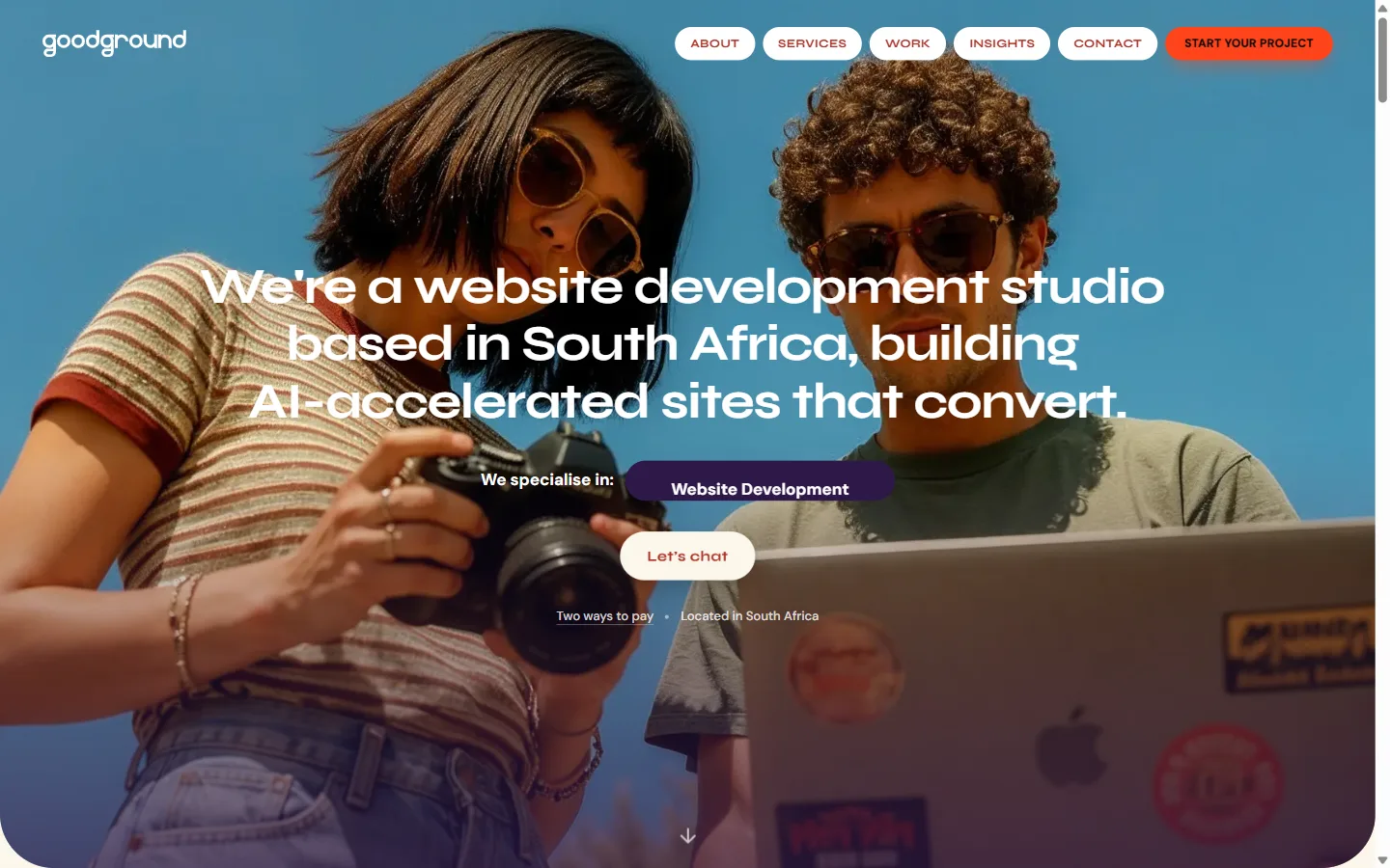 The GoodGround website showing the studio's work and brand