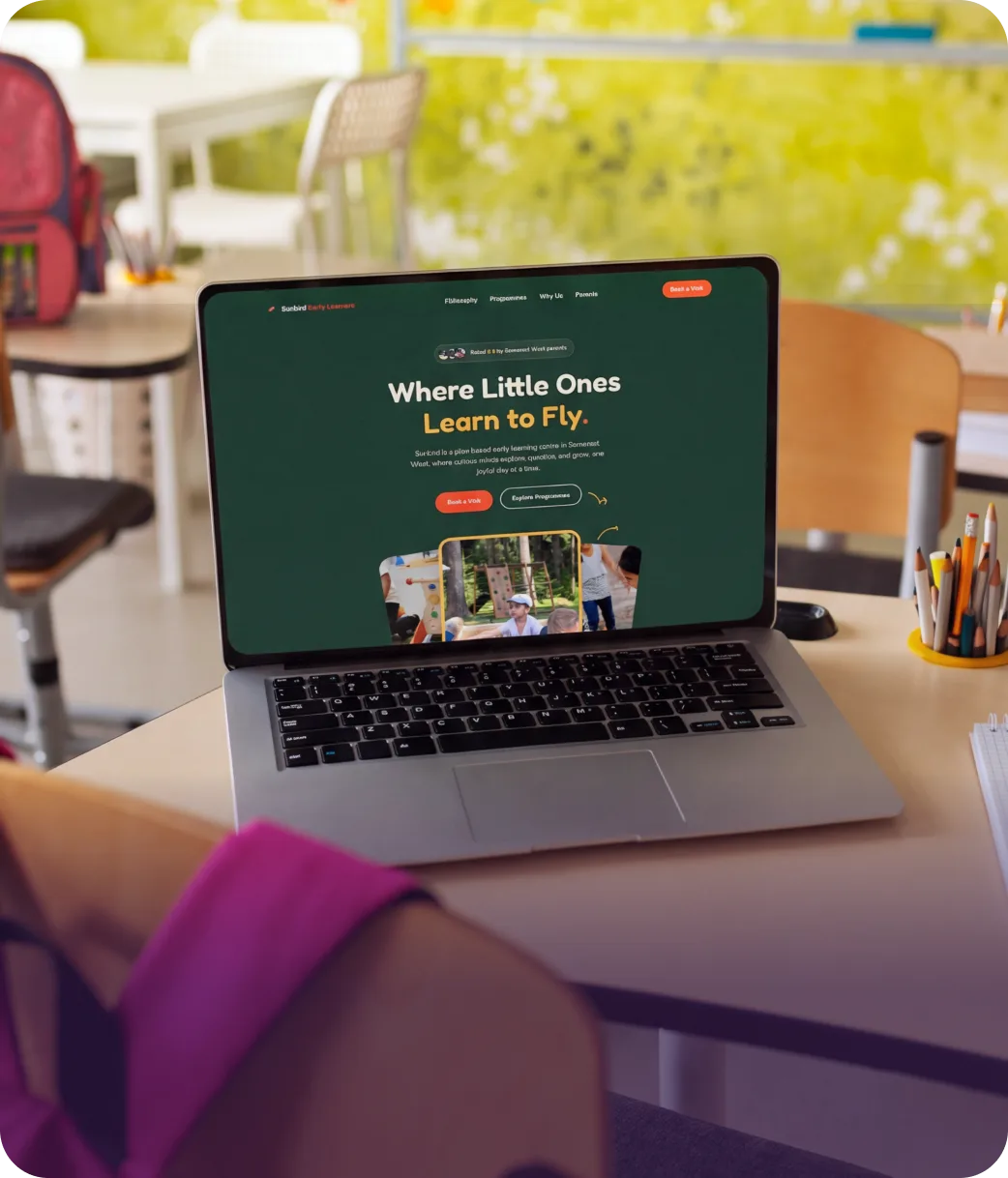 The Sunbird Early Learners website with its green colour palette